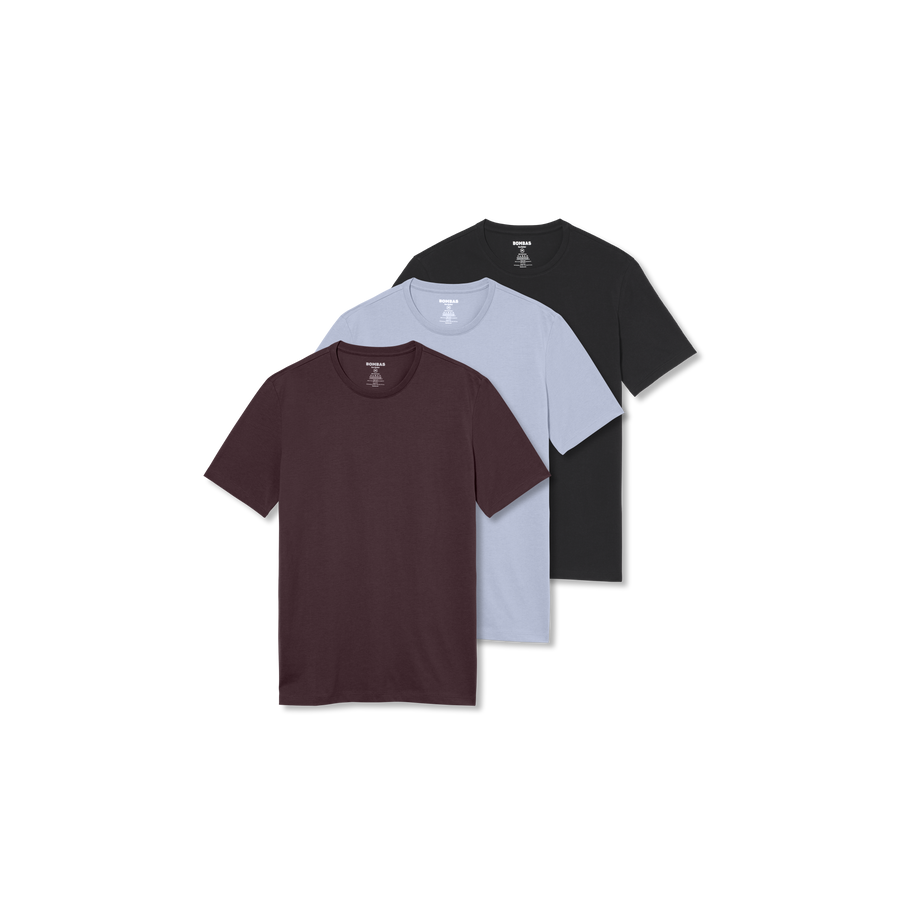 Men's Pima Cotton Slim Crew Neck T-Shirt 3-Pack - Soft Everyday Layer