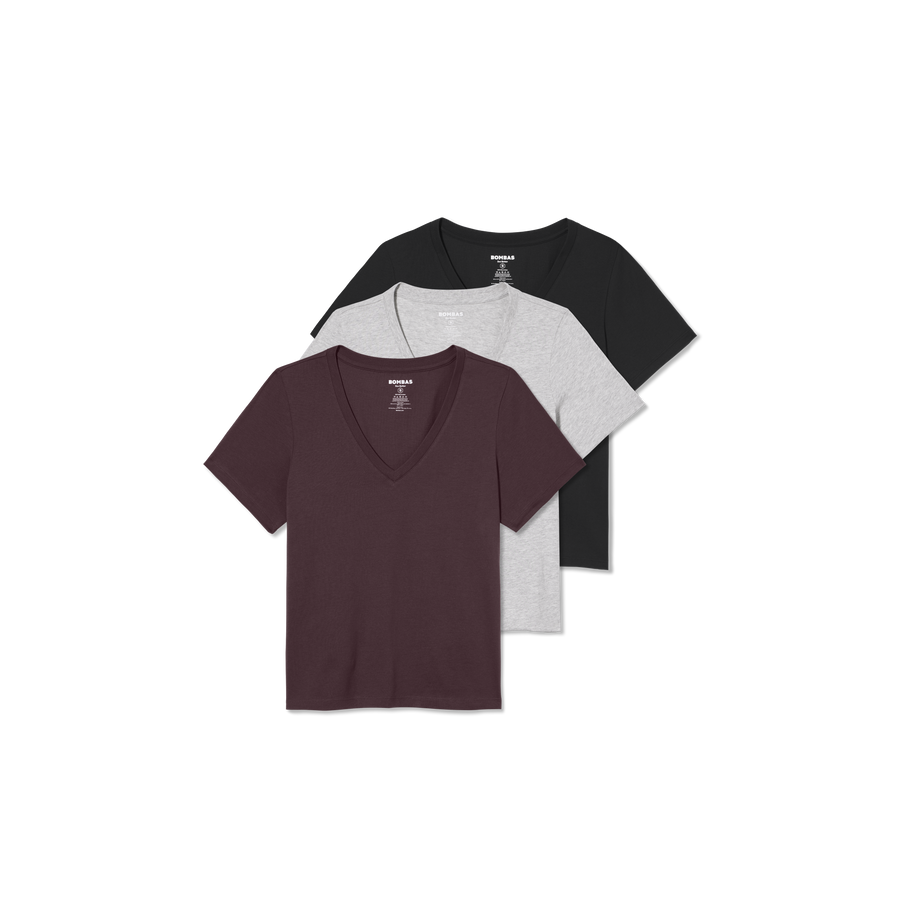 Women's Pima Cotton V-Neck T-Shirt 3-Pack - Soft Cotton