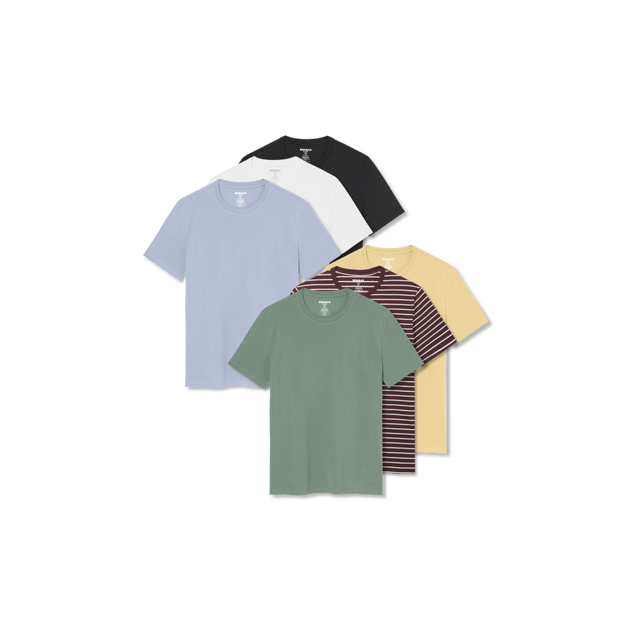 Men's Pima Cotton Crew Neck T-Shirt 6-Pack - Soft Tank Layer