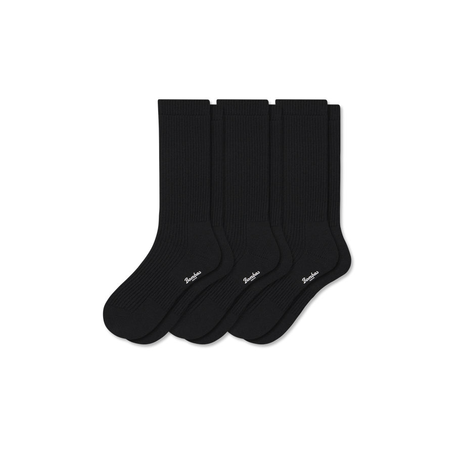 Men's Merino Cashmere Blend Fine Rib Calf Sock 3-Pack - Light Office Comfort