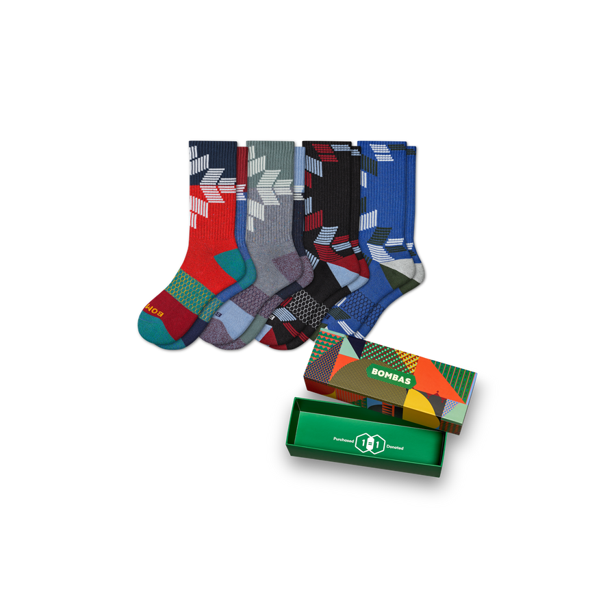 Men's Snowflake Calf Sock 4-Pack Gift Box - Carry Home Stash