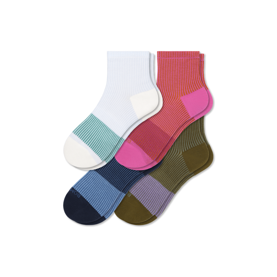Women’s Lightweight Stripe Quarter Sock 4-Pack - Trail Home Comfort