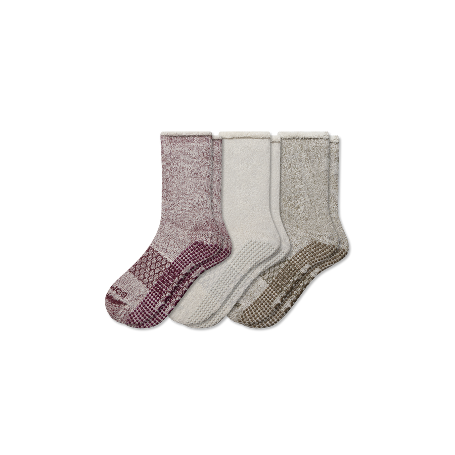 Men’s Roll-Top Merino Blend Gripper House Sock 3-Pack - Outdoor Low Cut Pair
