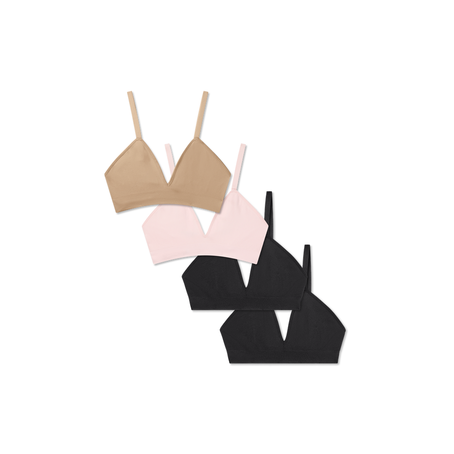 Women's Seamless Triangle Bralette 4-Pack - Classic Smooth Support