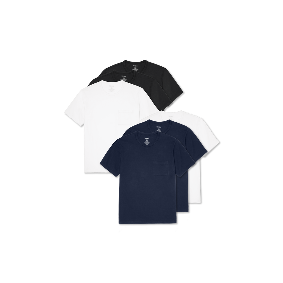 Men's Premium Weight Pocket Crew Neck T-Shirt 6-Pack - Relaxed Crew Style