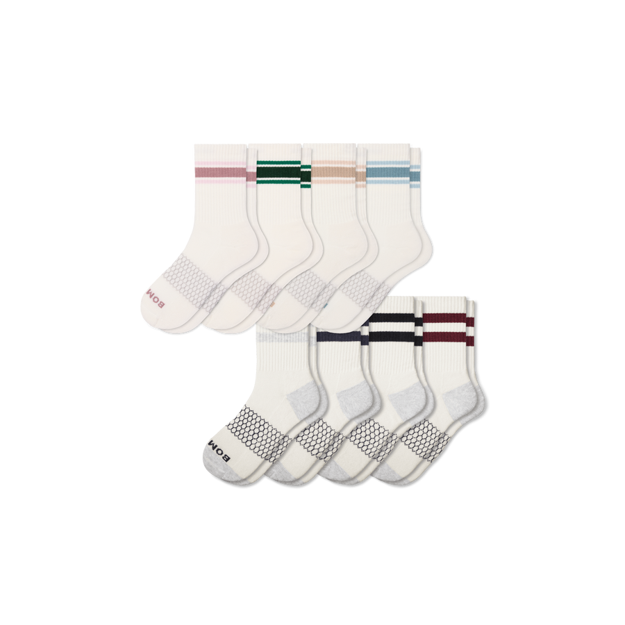 Women's Vintage Stripes Half Calf Sock 8-Pack - Smooth Ankle Comfort