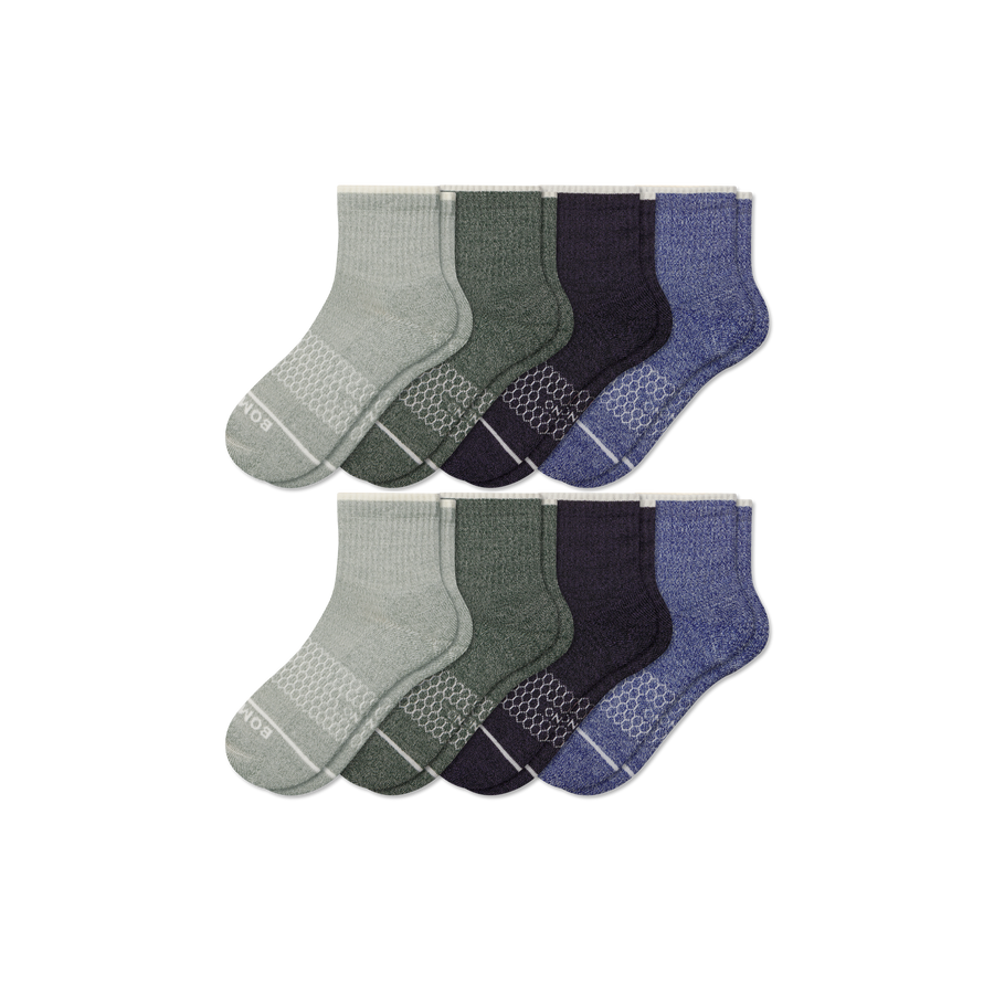 Men's Merino Wool Blend Quarter Sock 8-Pack - Comfort Hike Move