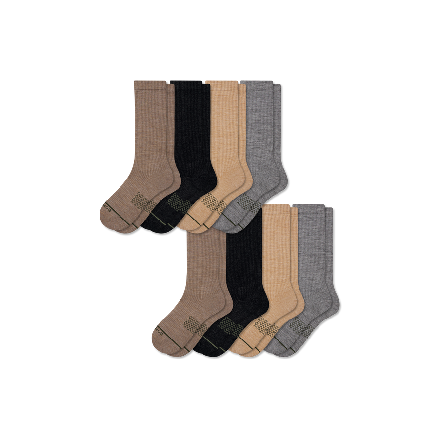 Men's Merino Wool Blend Modern Rib Calf Sock 8-Pack - Comfort Everyday Fit
