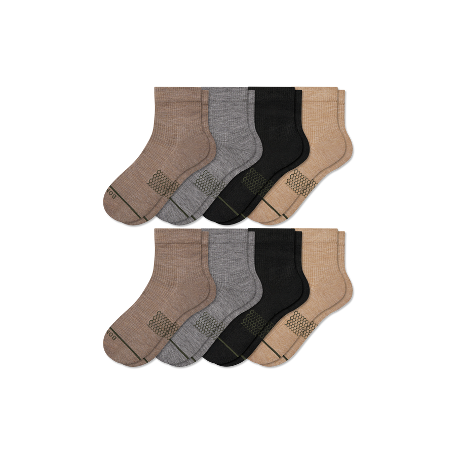 Women's Merino Wool Blend Modern Rib Quarter Sock 8-Pack - Run Travel Cushion