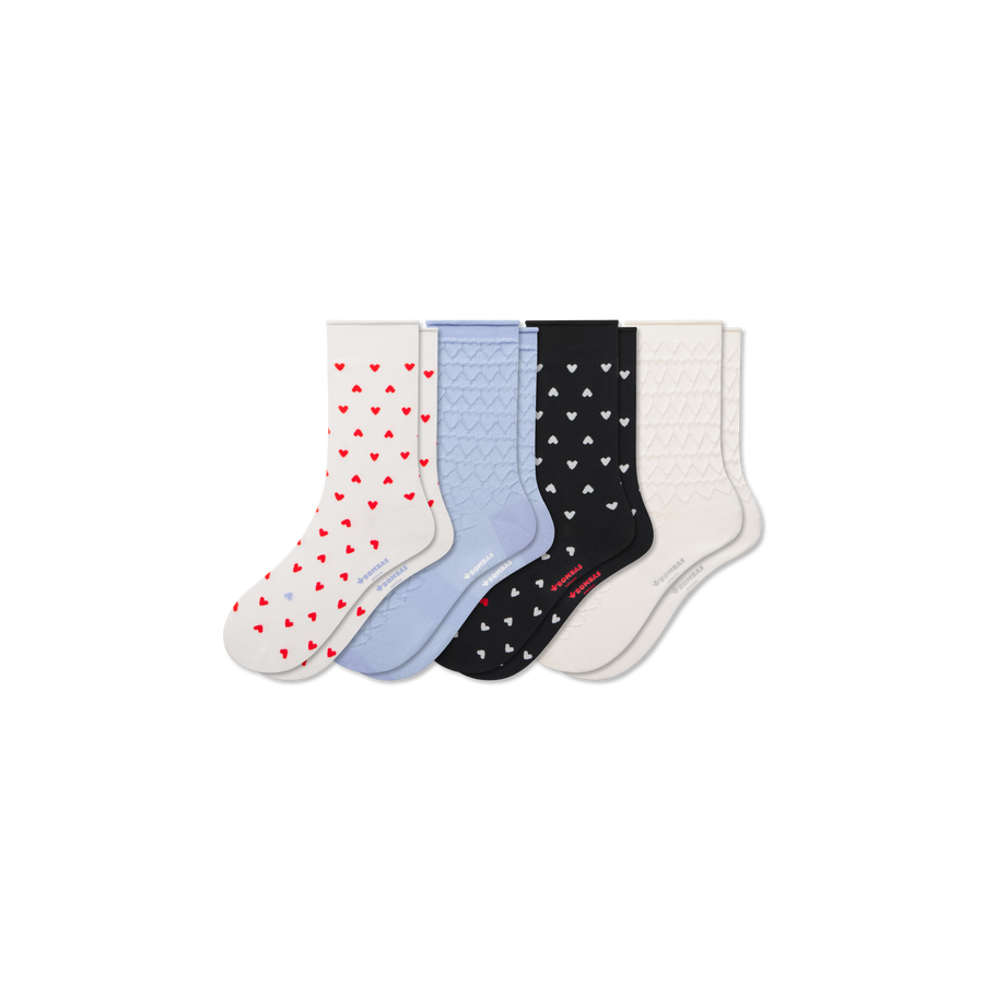 Women’s Hearts Half Calf Sock 4-Pack - Classic Travel Step