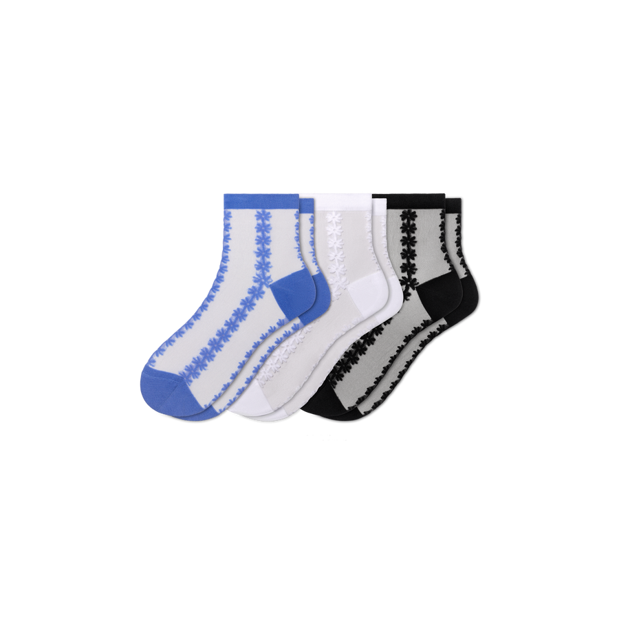 Women’s Sheer Quarter Sock 3-Pack - Smooth Office Cushion