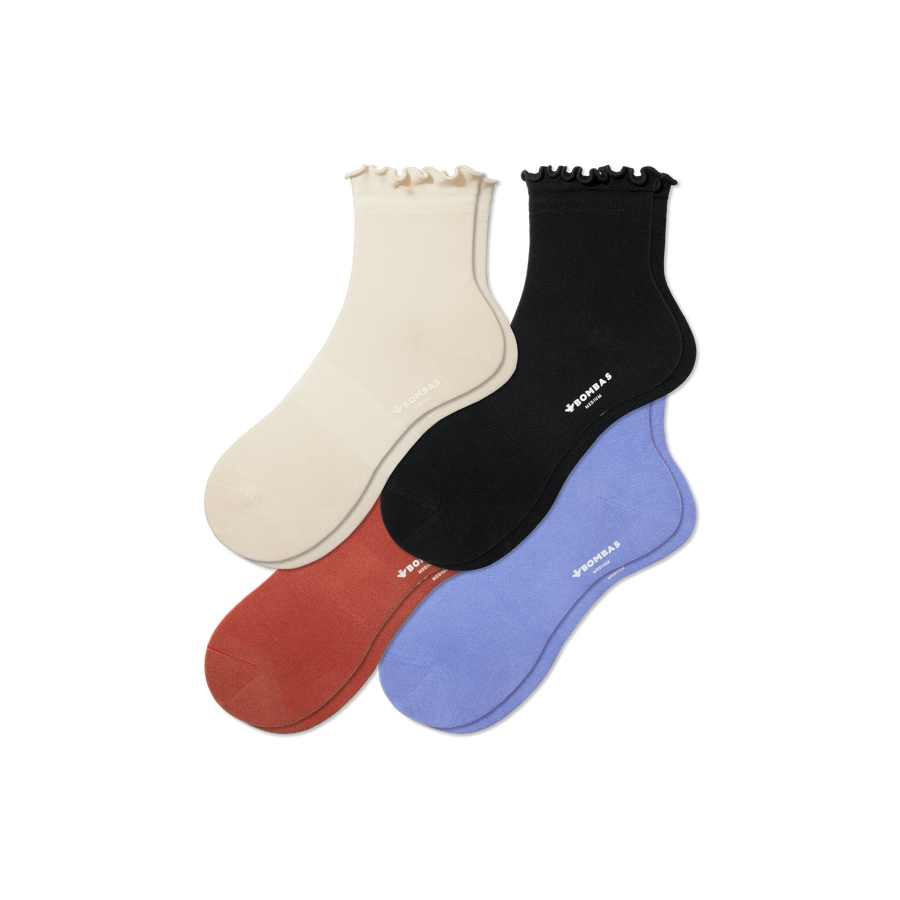 Women's Lightweight Frill Quarter Sock 4-Pack - Run Studio Fit