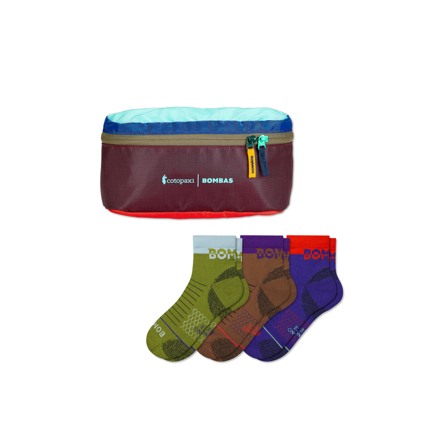 Men's Merino Wool Blend Hiking Quarter Sock 3-Pack & Cotopaxi Fanny Pack - Outdoor Drawer Carry