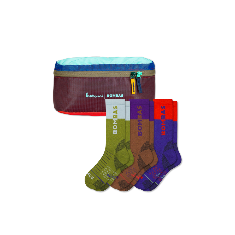Women's Merino Wool Blend Hiking Sock 3-Pack & Cotopaxi Fanny Pack - Travel Drawer Wrap