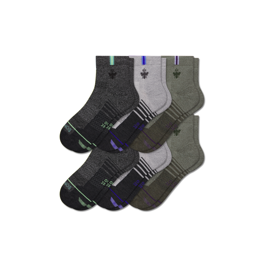 Women's Merino Wool Blend Run Quarter Sock 6-Pack - Classic Ankle Rotation