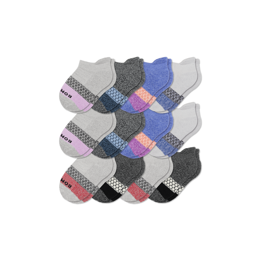 Junior Tri-Block Ankle Sock 12-Pack - Cozy Run Cushion