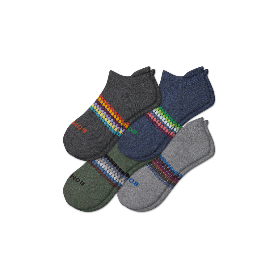 Men's Sunset Stripe Ankle Sock 4-Pack - Trail No Show Cushion