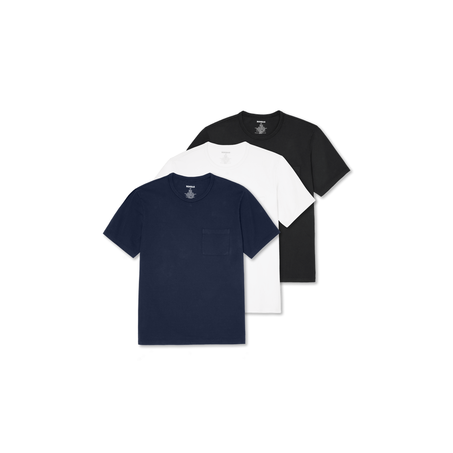 Men’s Premium Weight Pocket Crew Neck T-Shirt 3-Pack - Smooth Everyday Wear
