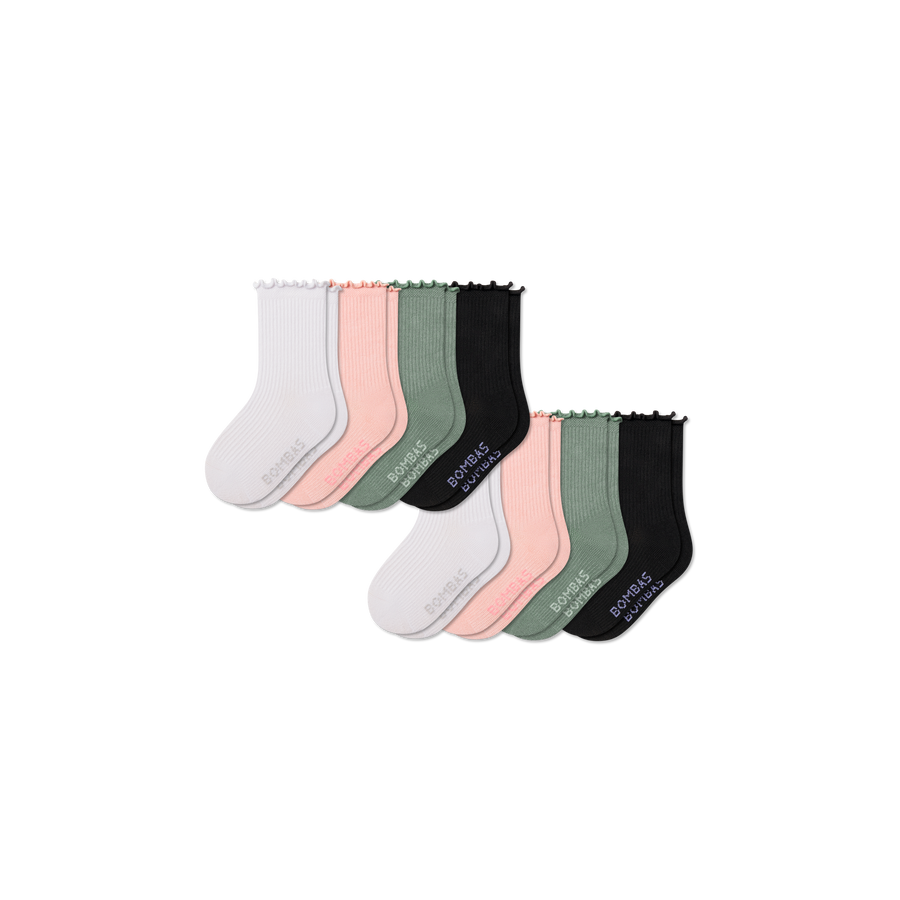 Junior Ruffle Rib Calf Sock 8-Pack - Smooth School Cushion