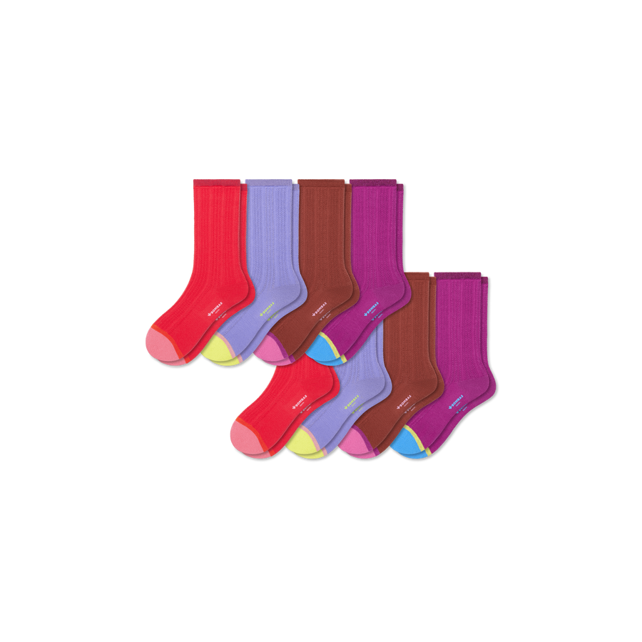 Youth Pointelle Calf Sock 8-Pack - Easy Low Cut Cushion