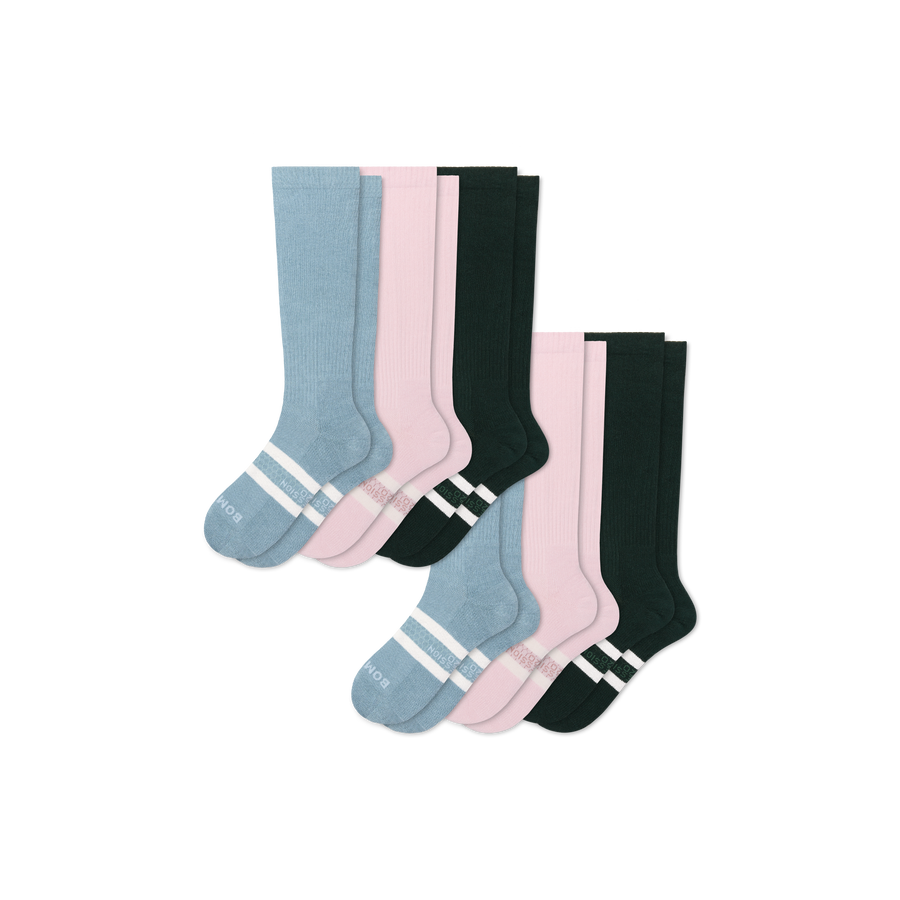 Women's Everyday Compression Knee High Sock 6-Pack (15-20mmHg) - Sport Race Fit