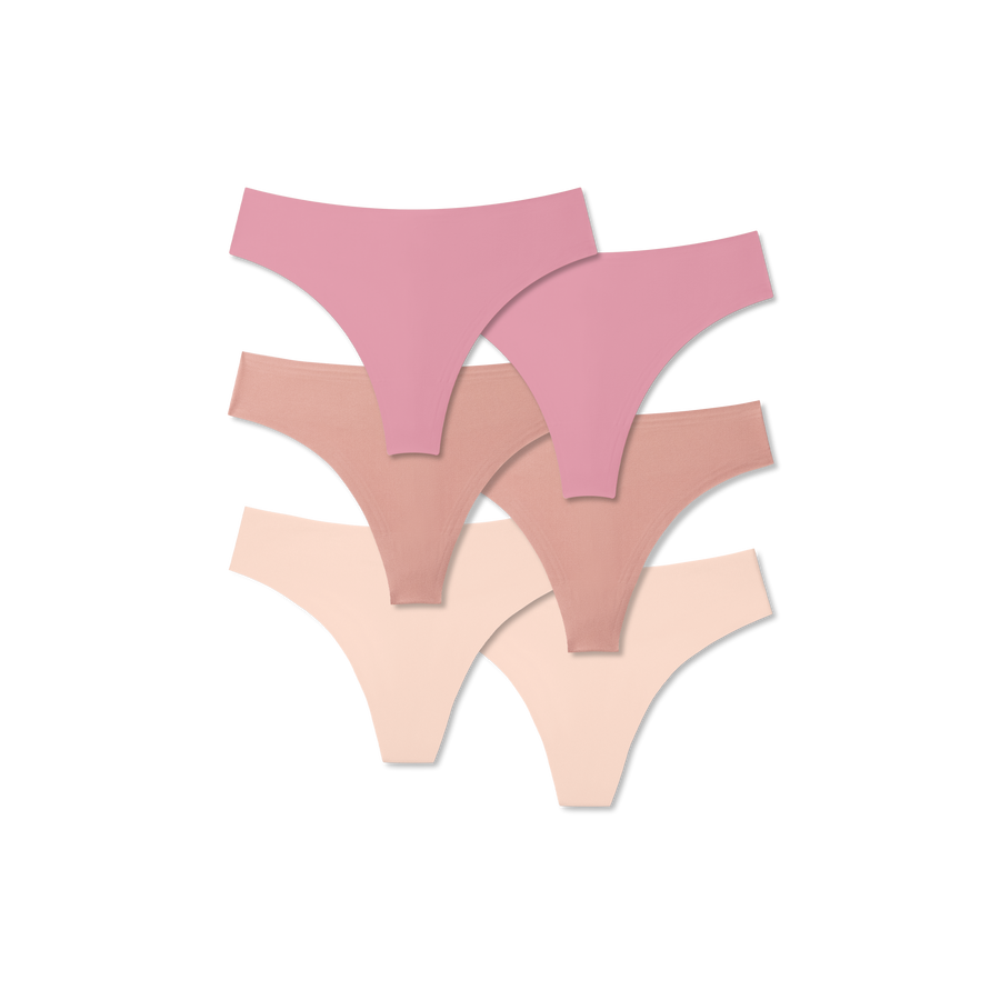 Women's No Show Thong 6-Pack - Seamless Core Support