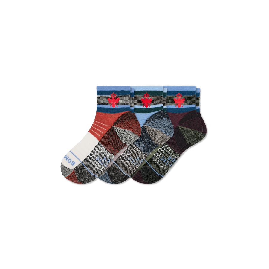 Cotopaxi x Bombas Merino Wool Blend Hiking Quarter Sock 3-Pack - Outdoor No Show Move