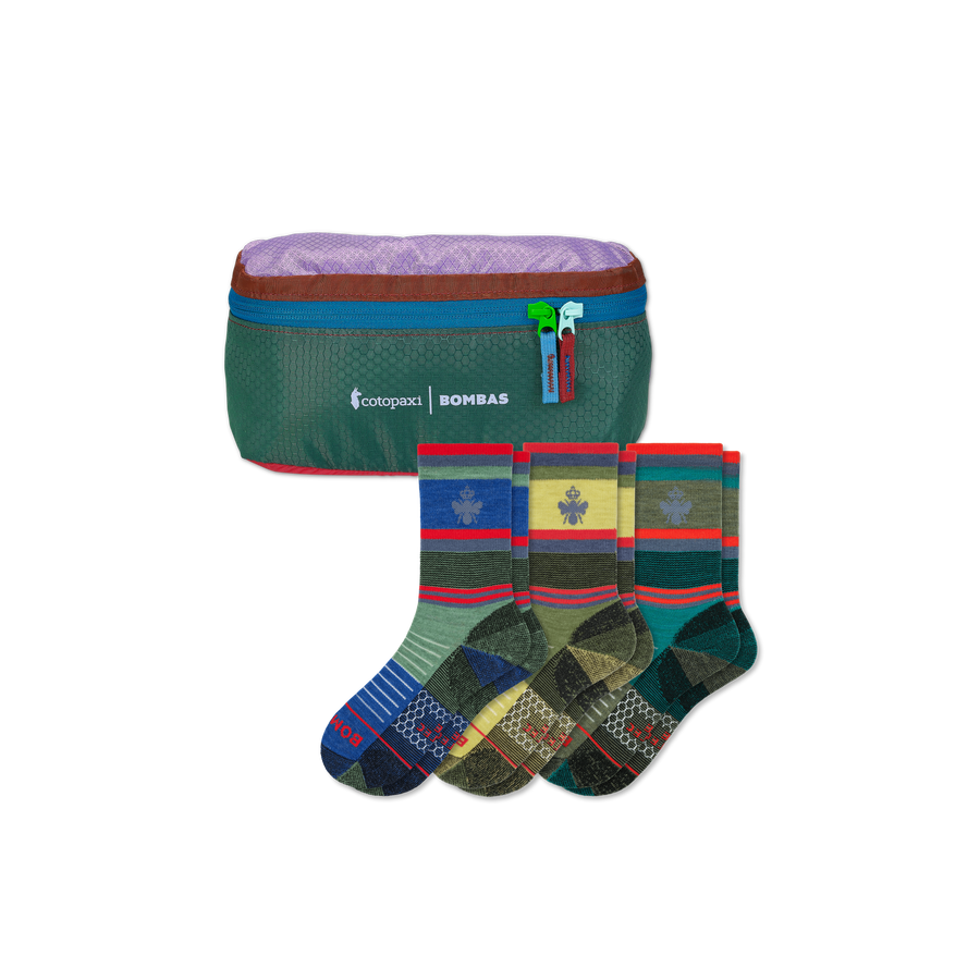 Cotopaxi x Bombas Merino Wool Blend Hiking Calf Sock 3-Pack & Fanny Pack - Weekend Travel Pack