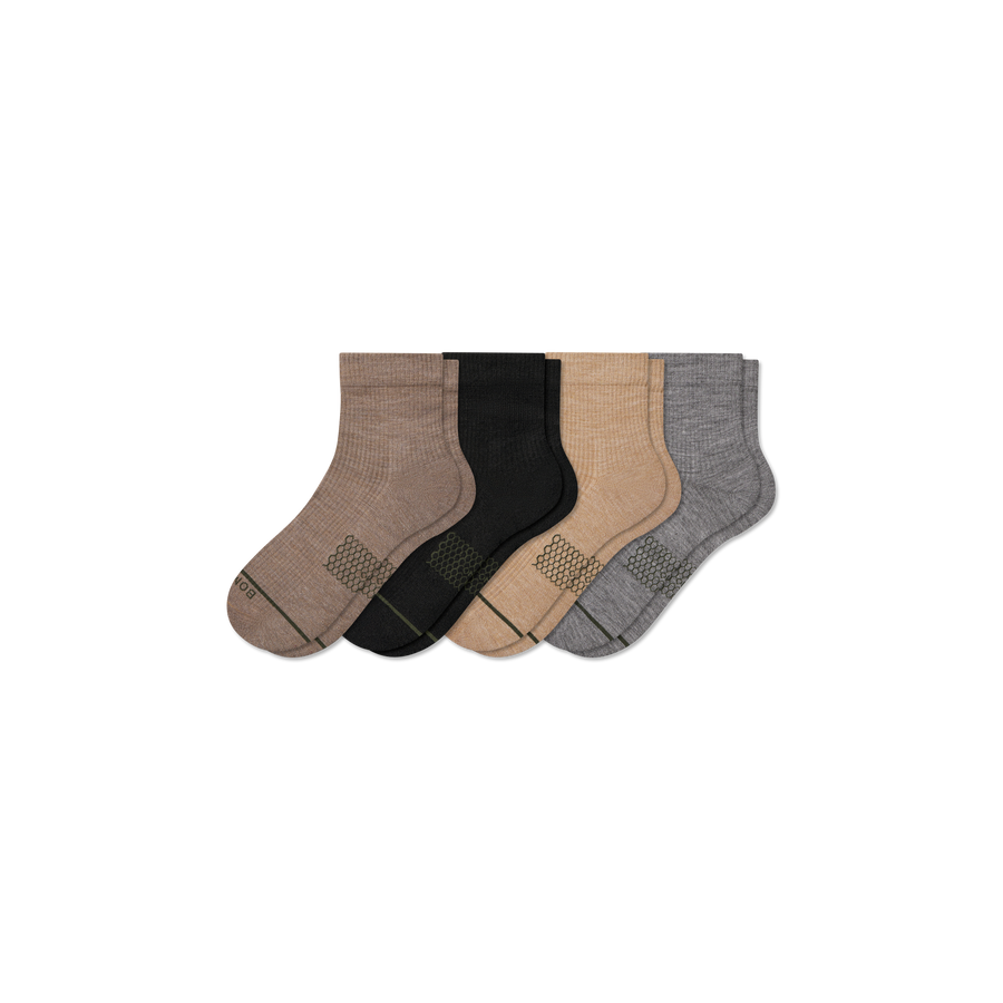 Men's Merino Wool Blend Modern Rib Quarter Sock 4-Pack - Fresh Recovery Cushion