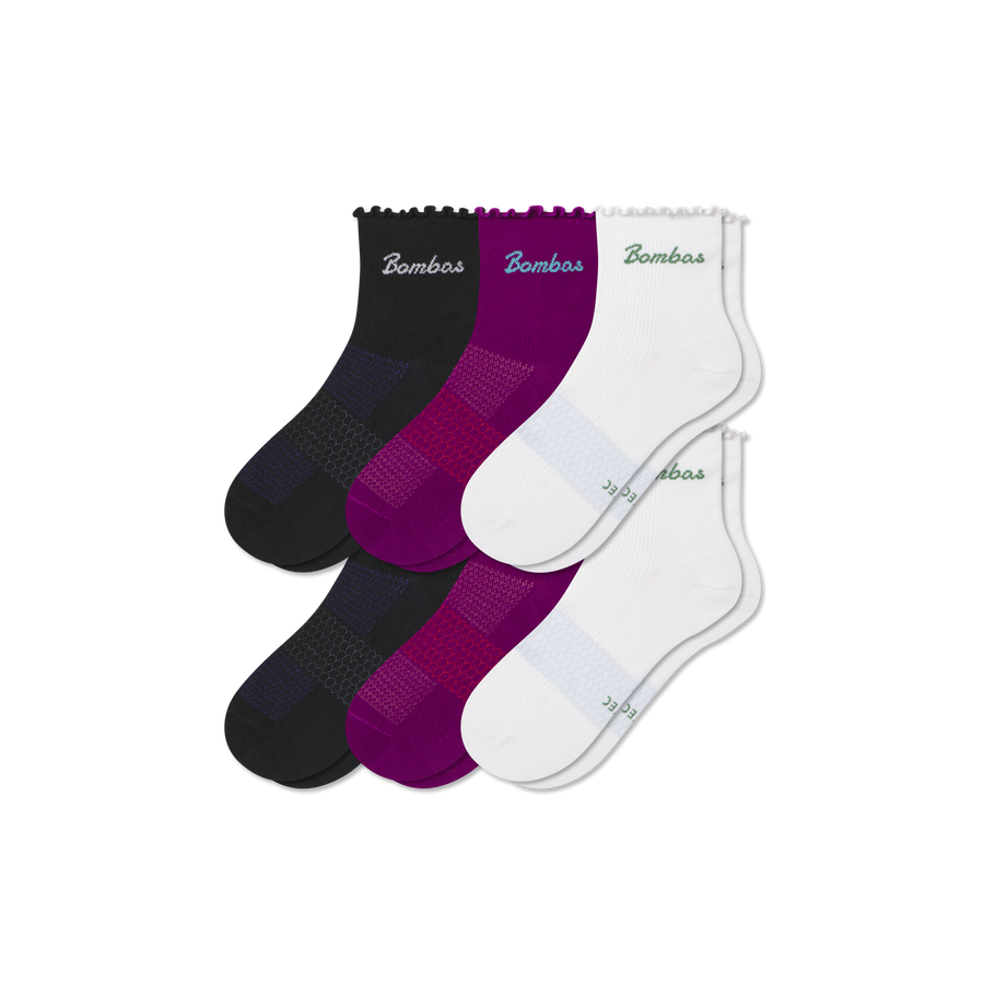 Women’s UltraLite Ruffle Sport Quarter Sock 6-Pack - Studio Low Cut Wear