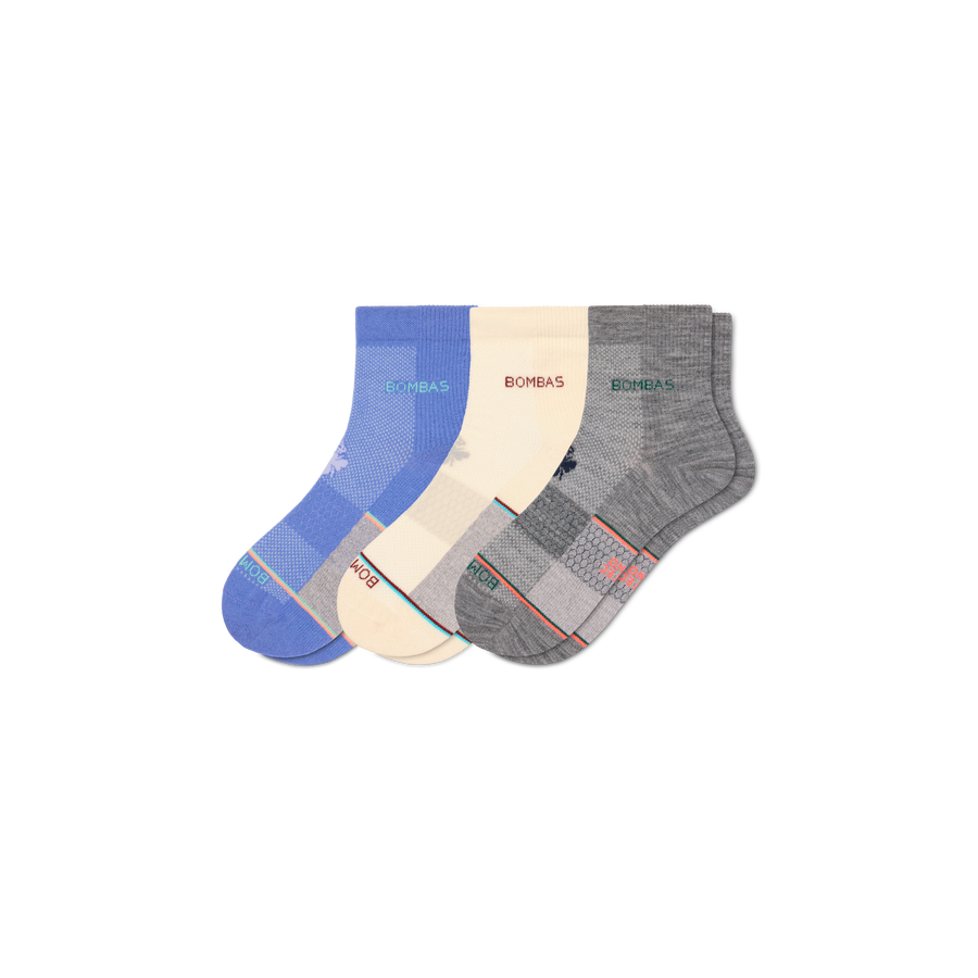 Women's UltraLite Sport Merino Wool Blend Quarter Sock 3-Pack - Fresh School Move